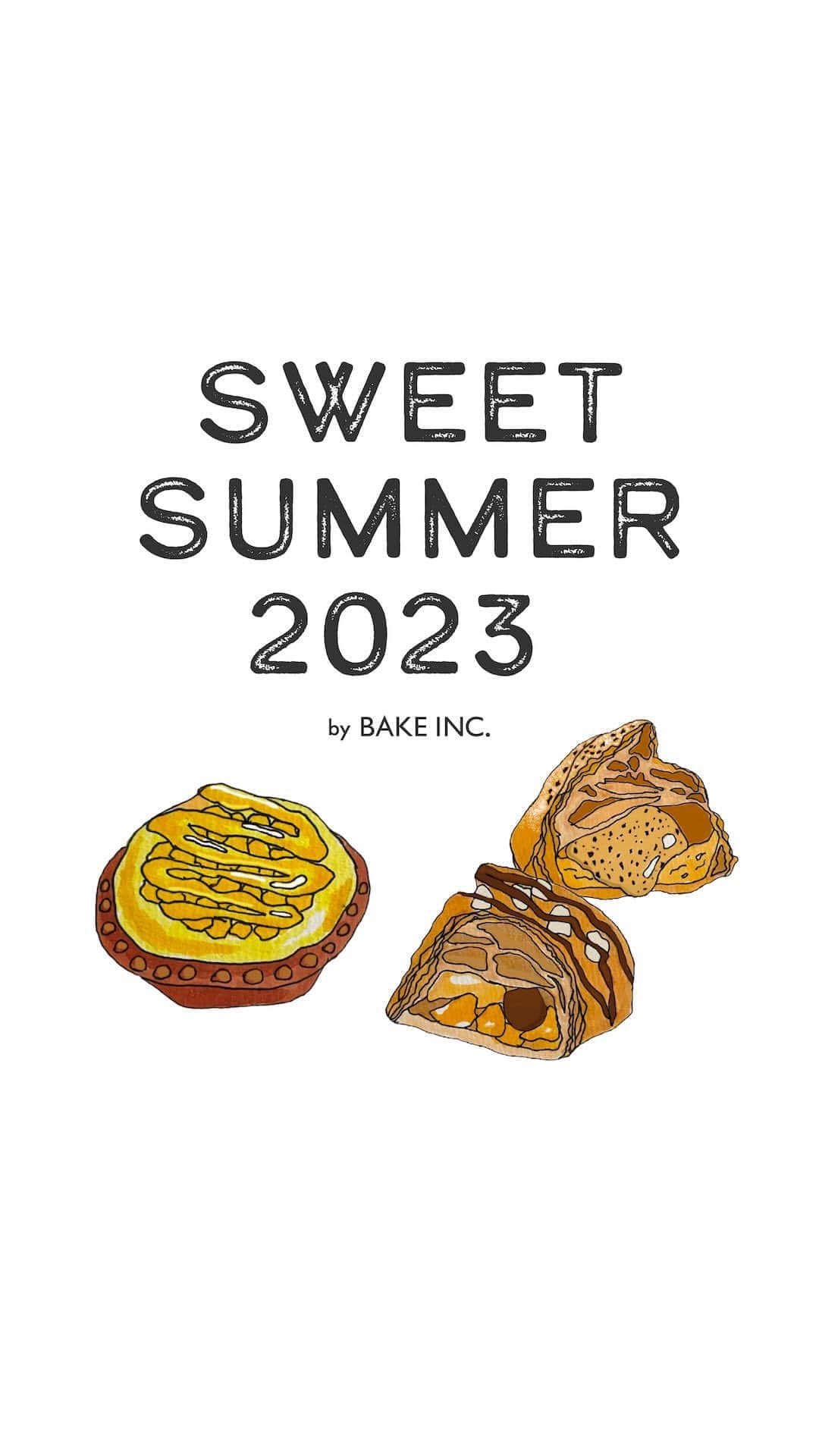 BAKE CHEESE TART OFFICIALのインスタグラム：「📷第2弾ライブ配信✨ SWEET SUMMER 2023 by BAKE INC.  夏にリリースする新商品をご紹介しました🎤 皆様ご視聴ありがとうございました！  やってほしい企画やご質問など、コメントお待ちしております📝  Thumbnail designed by @namiamano_   #ライブ配信 #bakecheesetart #pressbuttersand #ringo」