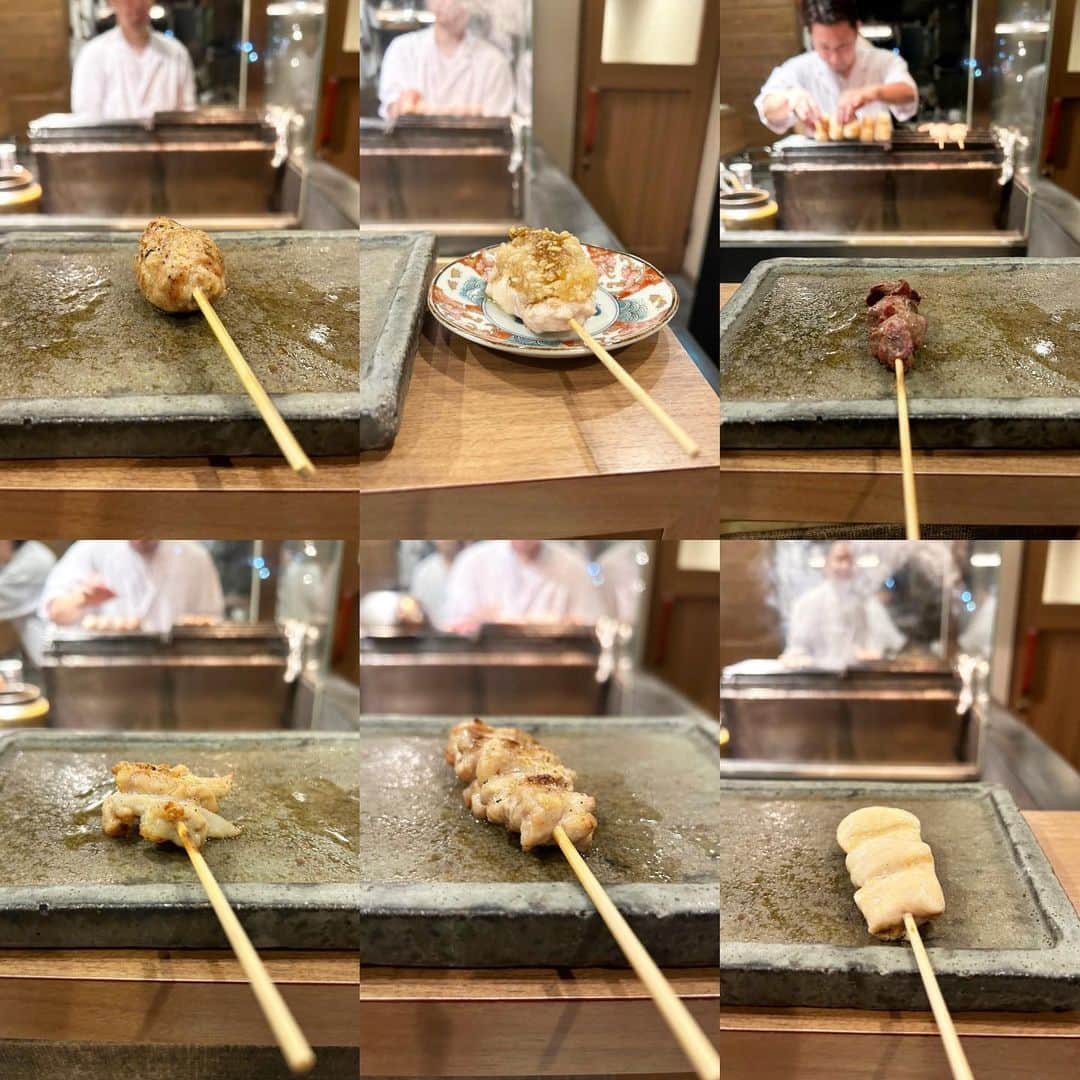 岡本麻佑のインスタグラム：「. 焼き鳥😍⭐️  目の前で焼いてくれて🥹どれも美味しくて🤤写真撮り忘れちゃったけど最後に食べた焼きおにぎりも絶品だった🍙🤍✨  たらふく頂きました🫠🫠🫠  #焼き鳥#ディナー#大阪#大阪グルメ」