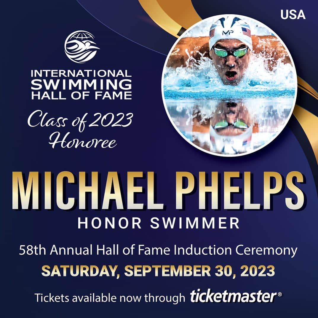 マイケル・フェルプスさんのインスタグラム写真 - (マイケル・フェルプスInstagram)「Come mingle and network with aquatic sports legends at the 58th Annual Hall of Fame Induction Ceremony.  Limited VIP Tickets are available that include an exclusive cocktail reception  Saturday, September 30, 2023 The Parker 707 Northeast 8th Street, Fort Lauderdale, FL 33304 VIP Cocktail Reception: 5:00pm General Admission: 6:00pm Ceremony: 6:30pm  #ISHOFHONORS   Tickets to purchase are in link in bio」8月10日 0時48分 - m_phelps00