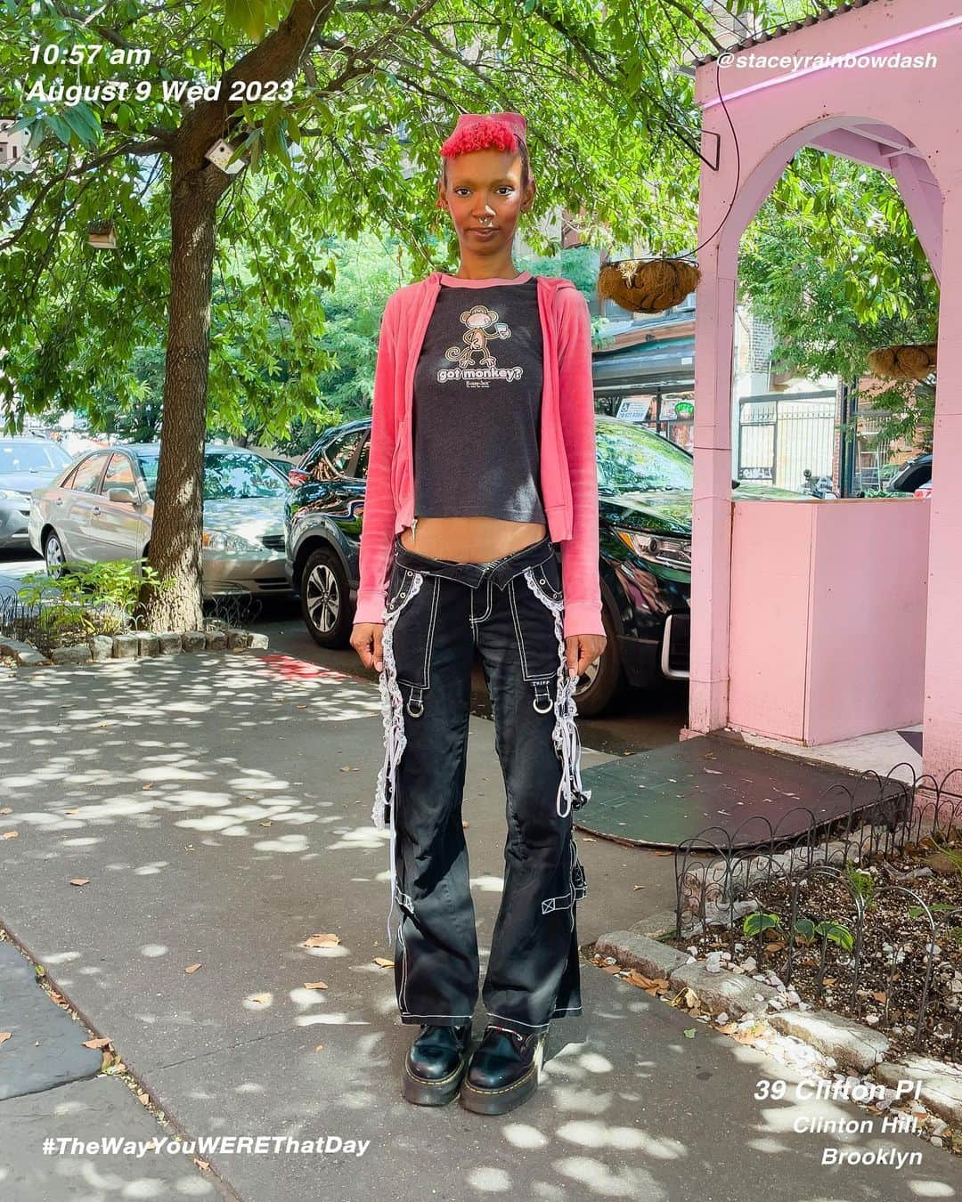 筒井心一のインスタグラム：「Aisha @staceyrainbowdash on 39 #CliftonPl at 10:57 am, August 9 Wednesday 2023, #ClintonHill  #Brooklyn #NewYork  #OutfitOfTheDay = #TheWayYouWEREThatDay  #TWYWTD #ShinichiTsutsui」