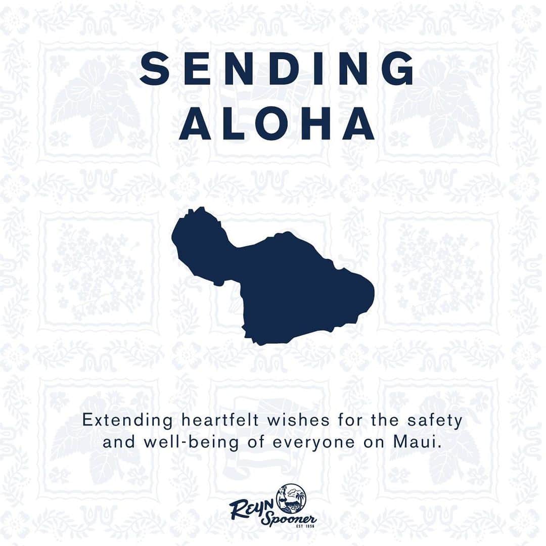 レインスプーナーのインスタグラム：「Our hearts are with our family, friends, and the entire community on Maui during this devastating time.」