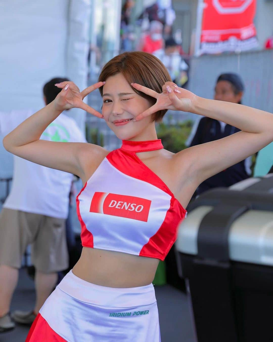 山本ゆうのインスタグラム：「.  😘  #denso #sparkplug #densosparkplugs #iridiumpower  #8tai #suzuka #suzukacircuit #suzuka8hours #suzuka8h  #ewc #rq #racequeen #yoshimurasertmotul #yoshimura  #デンソー #レースクイーン #ヨシムラ #鈴鹿サーキット #8耐」