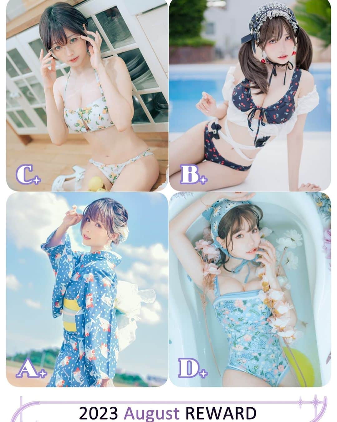 Elyさんのインスタグラム写真 - (ElyInstagram)「Cherry Ground Mine Girl🍒 There are Ely's favorite fruit-themed swimsuits and refreshing color palettes in this month!💙 Subscribe to get all ：𝑳𝒊𝒏𝒌 𝒊𝒏 𝒃𝒊𝒐  ✧～✧～✧ 誕生月の写真セット〜 E子の大好きなフルーツ柄の水着や涼しいカラーパレットが揃っています♪ Fantia をチェックしてね✨  ✧～✧～✧ 第一套先來點地雷系妝感E~感覺很不一樣(灬ºωº灬) 8月生日月的主題是-透藍水果聖代✨ 點一份一起享受這個炎炎夏日吧~💙  ✦ 連結在自介」8月10日 10時41分 - eeelyeee