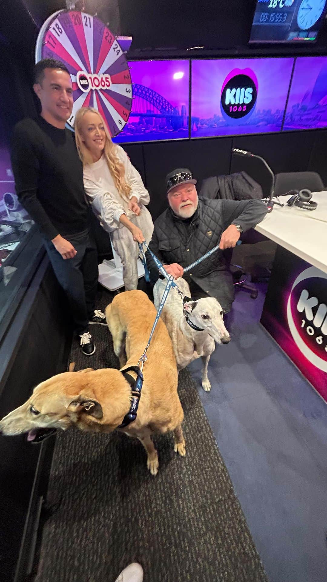 ティム・ケーヒルのインスタグラム：「🐶 Big Bill and Little Alaska loved all the attention from Tim Cahill and Kyle & Jackie O, on KIISFM this morning! Both will be available to adopt at Winter Adoption Day! 🐾❄️」