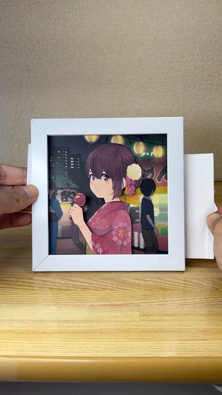 しんらしんげのインスタグラム：「「夏祭りの彼女」　動くイラストを作りました。」