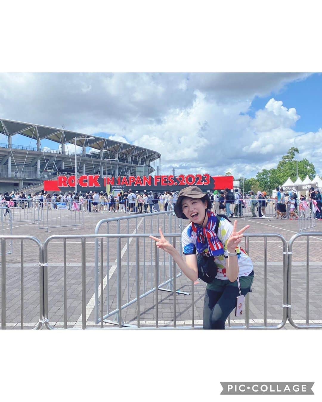 丸井汐里のインスタグラム：「✴︎ ロッキンレポ②ライブ・その他編♫ ✴︎ 私が見たアーティストはこちら💡 ✴︎ MONGOL800→go!go!vanillas遠くから →東京スカパラダイスオーケストラ →ポルノグラフィティ→マキシマム ザ ホルモン →フレデリック→Cocco音だけ→Kroi →THE ORAL CIGARETTES音だけ→Ado本編→ano ✴︎ ✴︎ モンパチはキラーチューンのオンパレードで、途中ホーン隊とキヨサクさんの先輩・パーティーダンサーの粒マスタード安次嶺さんも加わり、トップバッターから一気に会場のボルテージが上がりました⤴️ ✴︎ 粒さんは最近のモンパチのライブではお馴染みのよう。 ✴︎ 何をしていても見たら思わず笑顔になってしまう、華麗で全力なパフォーマンスで、モンパチのライブの雰囲気をさらに盛り上げていました。 ✴︎ 最新曲・prayも心に染みるんです。 ✴︎ 25年経っても人気は健在でした。 ✴︎ この時点で既に数人が熱中症で運ばれていたので、今回は『無理しない』を徹底。 ✴︎ GRASS STAGEから動かず、端の斜面に座って対面のLOTUS STAGEのバニラズを見ていました。 ✴︎ ✴︎ スカパラも座りながら鑑賞。 ✴︎ キヨサクさんとSaucy Dogの石原さんも登場！ ✴︎ 石原さんはこの日のためにチューバを買ったそうで、コラボ曲の歌唱の他、近年のスカパラ代表曲・Paradise Has NO BORDERにチューバで参加💡 ✴︎ GAMOさんお約束の「1番盛り上がっているのはどこだ〜！！」のくだりで、重そうなチューバを抱えながら一緒に移動する姿が印象的でした。 ✴︎ ✴︎ フレデリックはPARK STAGEと、ちょっと小さめのエリアではありましたが、そのエリアが後ろまでパンパンに埋まっていたのはさすが！！ ✴︎ 30分1本勝負のライブは演奏のアレンジ力の高さも光っていて、雨なんて関係ないと言わんばかりに、お客さんはピョンピョン飛び跳ねていました。 ✴︎ 同じステージに登場したKroiも、高い演奏技術と即興性のあるアレンジ・つなぎで、楽曲を披露する度に、お客さんのテンションがどんどん上がっていくのが目に見えてわかりました！ ✴︎ 人も気付いたら増えていて、横に揺れながら音を楽しんでいる様子でした。 ✴︎ Kroiの出番直前に虹が出たのも良かったなー🌈 ✴︎ ✴︎ そして！野外フェス初出演のAdo！！ ✴︎ ツアーと同じく大画面の前に置かれたシークレットボックスにインしたAdoさんは、シルエットだけが見えている状態でした。 ✴︎ 野外になっても歌唱力の高さは変わらない！！ ✴︎ 初めて見る人が大半だったからか、まずシルエットが見えて歓声、歌の第一声でまた歓声、1フレーズ歌う度にまたまた歓声といった感じで、会場のボルテージは最高潮に！！ ✴︎ ほぼ歌声だけで、何万人ものお客さんをわかせていました✨ ✴︎ それにしても、ツアーはともかく、フェスでのボックスへの入り・はけはどうしていたのでしょう。 ✴︎ 撮影禁止のアナウンスももちろんありましたが、Adoに関しては、ステージ前だけでなく少し離れた通路の誘導員までボードを持つ徹底ぶりでした。 ✴︎ ライブについてはレポし足りないので、続きは明日の番組で話そうと思います笑 ✴︎ ✴︎ ところで、フェスといえばご飯も楽しみの1つだと思いますが、ロッキンの会場で、私的大ヒットなフェス飯に出会ってしまいました！ ✴︎ 店名がOMOINOTAKE。 ✴︎ 一瞬、Date fmでも激プッシュしているあのバンドか！？と思ったのですが。 ✴︎ 北海道で生産されている『想いの茸』というしいたけのお店でした🍄 ✴︎ カサが手のひらサイズでめちゃめちゃ大きい！ ✴︎ バター醤油味、食べ応えも旨味も抜群で美味しかったー😋 ✴︎ チーズなどを乗せて焼くアレンジメニューも！ ✴︎ 我が家はグラタンをセレクト。 ✴︎ ホワイトソースとしいたけの旨味、合うー！！ ✴︎ 他のフェスの会場でも探してしまいそうな位、すっかりハマってしまいました。 ✴︎ また出会いたい……。 ✴︎ ✴︎ ✴︎ #アナウンサー#フリーアナウンサー#ラジオパーソナリティ#ラジオDJ#丸井汐里#RIJF#ロッキン#ロッキン2023#MONGOL800#gogovanillas#スカパラ#ポルノグラフティ#マキシマムザホルモン#フレデリック#Cocco#Kroi#THEORALCIGARETTES#Ado#ano#夏フェス#野外フェス#音楽フェス#想いの茸」
