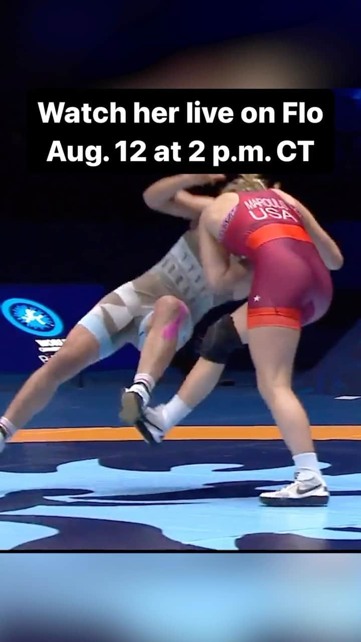 ヘレン・マロウリスのインスタグラム：「Watch four-time World and Olympic champion Helen Maroulis take on Xochtil Mota-Pettis for the 57 kg World team spot LIVE on Flo at 2 p.m. Central on Saturday, August 12.」