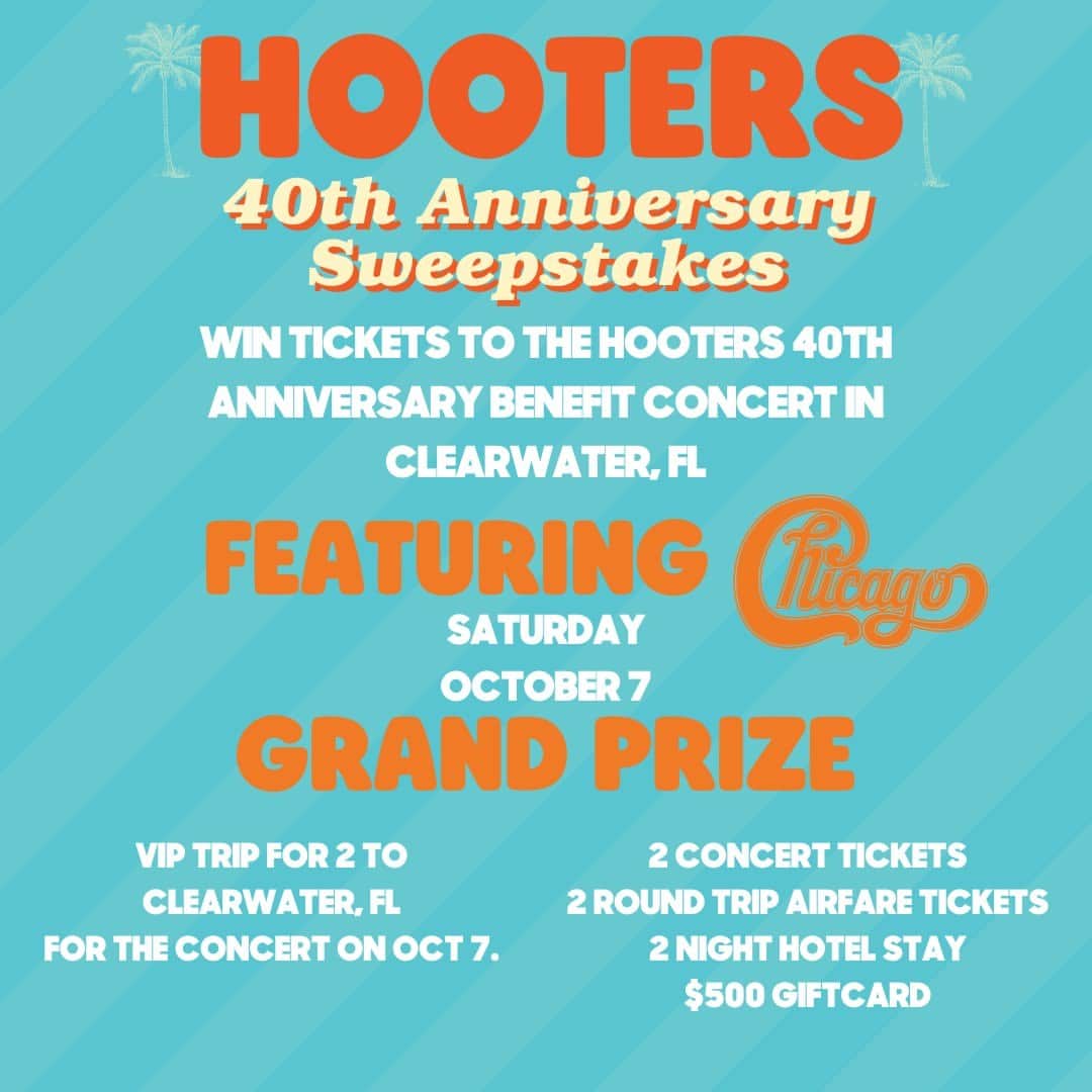 Hootersさんのインスタグラム写真 - (HootersInstagram)「We’re going all out to celebrate 40 years of Hooters! Enter to win tickets to our exclusive 40th anniversary bash where it all began: Clearwater, FL! Visit Hooters.com to enter to win today 🦉」8月11日 0時06分 - hooters