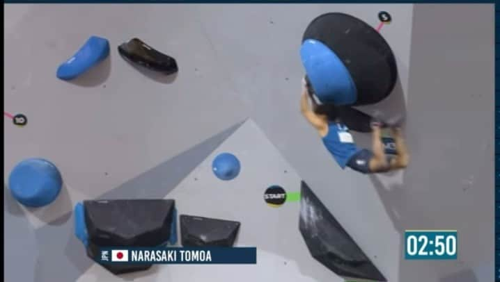 楢崎智亜のインスタグラム：「Combined Semi-Final Boulder 3💣🔥🔥  video by @ifsclimbing  —————————————————————————— #アイディホーム @ufit_official_ @norqain_japan @thenorthfacejp  @unparallelup @frictionlabs @flathold  @wise.official.japan @freiheit_bouldering」