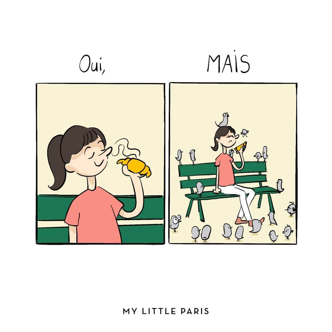 My Little Parisのインスタグラム：「Oui, MAIS… Les ironies parisiennes, inspirée du format génial de @gudim_public , derrière le compte @_yes_but. Quelles autres situations mériteraient leurs illustrations ?  🇬🇧:Yes, BUT... Parisian ironies, inspired by the brilliant format of @gudim_public , behind the @_yes_but account. What other situations deserve their illustrations?」