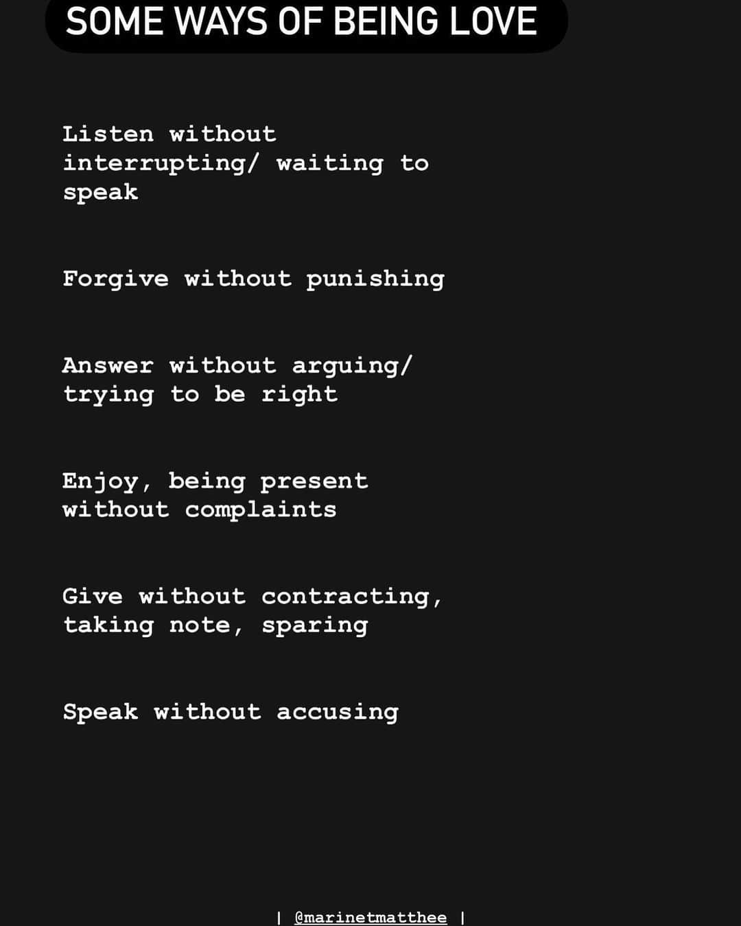 Marinet Mattheeさんのインスタグラム写真 - (Marinet MattheeInstagram)「I don’t know who needs to hear this today.  Take what you need and spread the love beautiful people.  We are here for a wild time, not a very long time. Imagine you knew how special you are…  #mentalhealth #growthmindset #thenow #lifehacks #biohacking #mindset #alchemy #alchemist #alchemical #love #selfdevelopment #awareness #nlppractitioner #nlp #lifecoaching #upgrade」8月11日 8時01分 - marinetmatthee