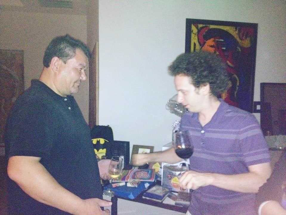 ジョシュ・サスマンのインスタグラム：「Throwback Thursday. One time I admired @iampatrickgallagher’s white wine. He admired my red. Can anyone guess what he said to me? I’ll heart my favorite guesses.」