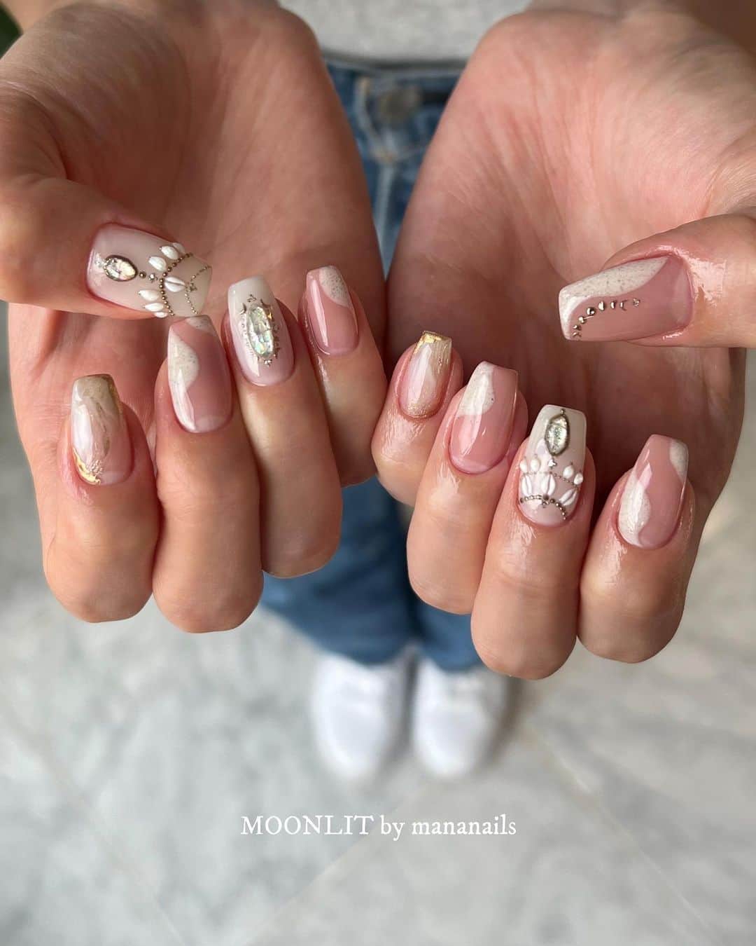 mananailsのインスタグラム：「🐚 ☽ ◐ ⚪︎  ☾120minオフ込み」