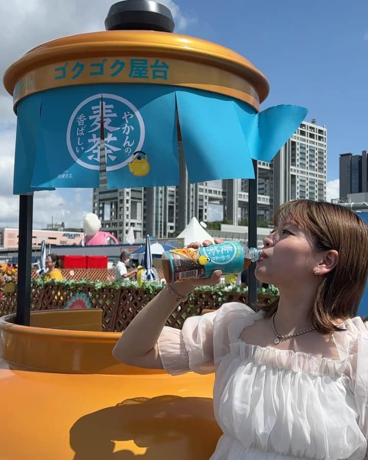 まみやでのインスタグラム：「やかんの麦茶めちゃめちゃいっぱい飲んだ  麦茶飲むイベントとか楽しそう思って初めて行ってみた！  今日も汗だくすぎて、やかんの麦茶いただいた瞬間ゴクゴク飲んでしまった、、、ほんまにこれやかんで煮出したみたいな味して美味しかった。  8/11〜8/24までお台場冒険王でやかんの麦茶の販売イベントしてるらしいです  よかったら行ってみてねんっ！  #やかんの麦茶 FROM爽健美茶  #やかんの麦茶ゴクゴク屋台 #やかんの麦茶ゴクゴクチャレンジ #香ばしくて後味すっきり #PR」