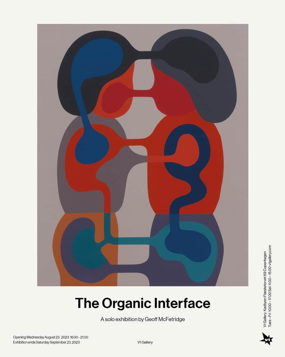 ジェフ・マクフェトリッジのインスタグラム：「Opening Wednesday August 23 The Organic Interface  A solo exhibition by Geoff McFetridge   Please join us from 16.00 - 21.00  #geoffmcfetridge  #v1gallery  @mcfetridge  @v1gallery」