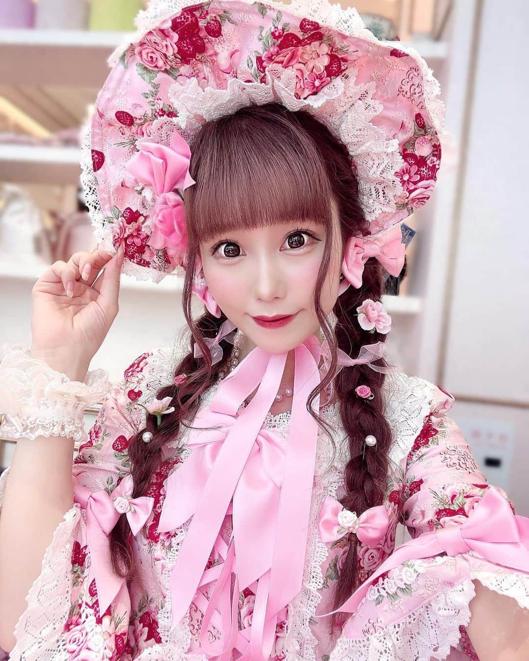 BABY シュガーブーケ柄ボンネット ピンク