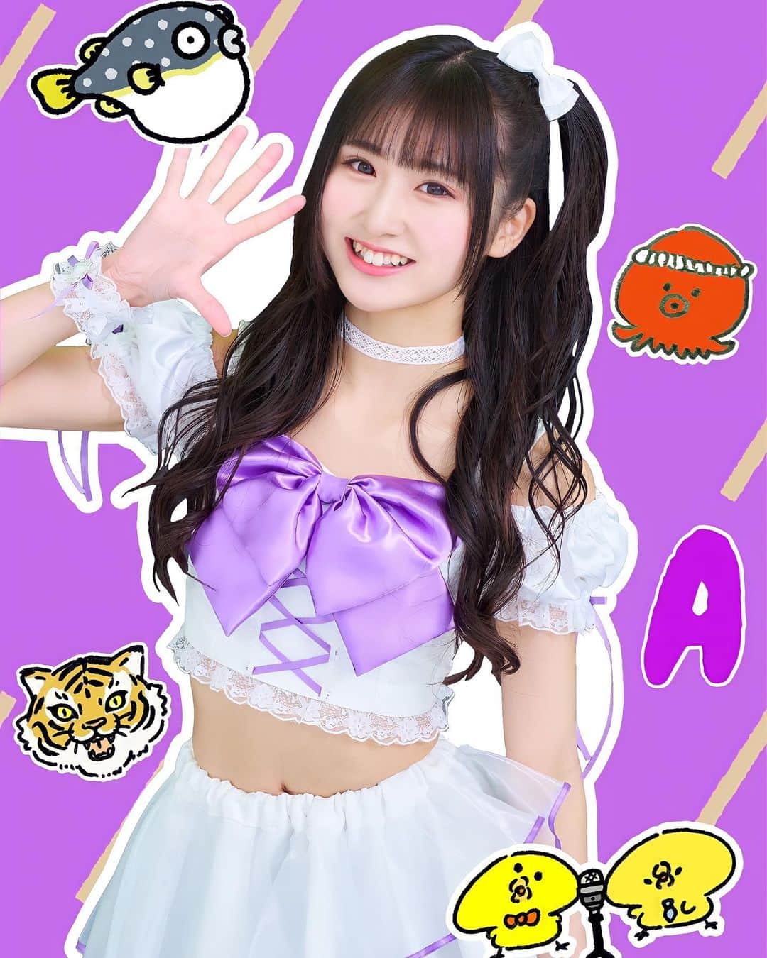 坂本愛莉のインスタグラム：「ちょっと遅くなっちゃったけど、新しいアー写になりました🤤💜 新衣装も可愛いでしょ〜！！ The紫！！！！！って感じ🎀💜 .  #newbieivy #ニュービーアイビー #坂本愛莉 #あいぽん #紫色担当 #アイドル #idol #恋新喜劇  #ゴルフ女子」