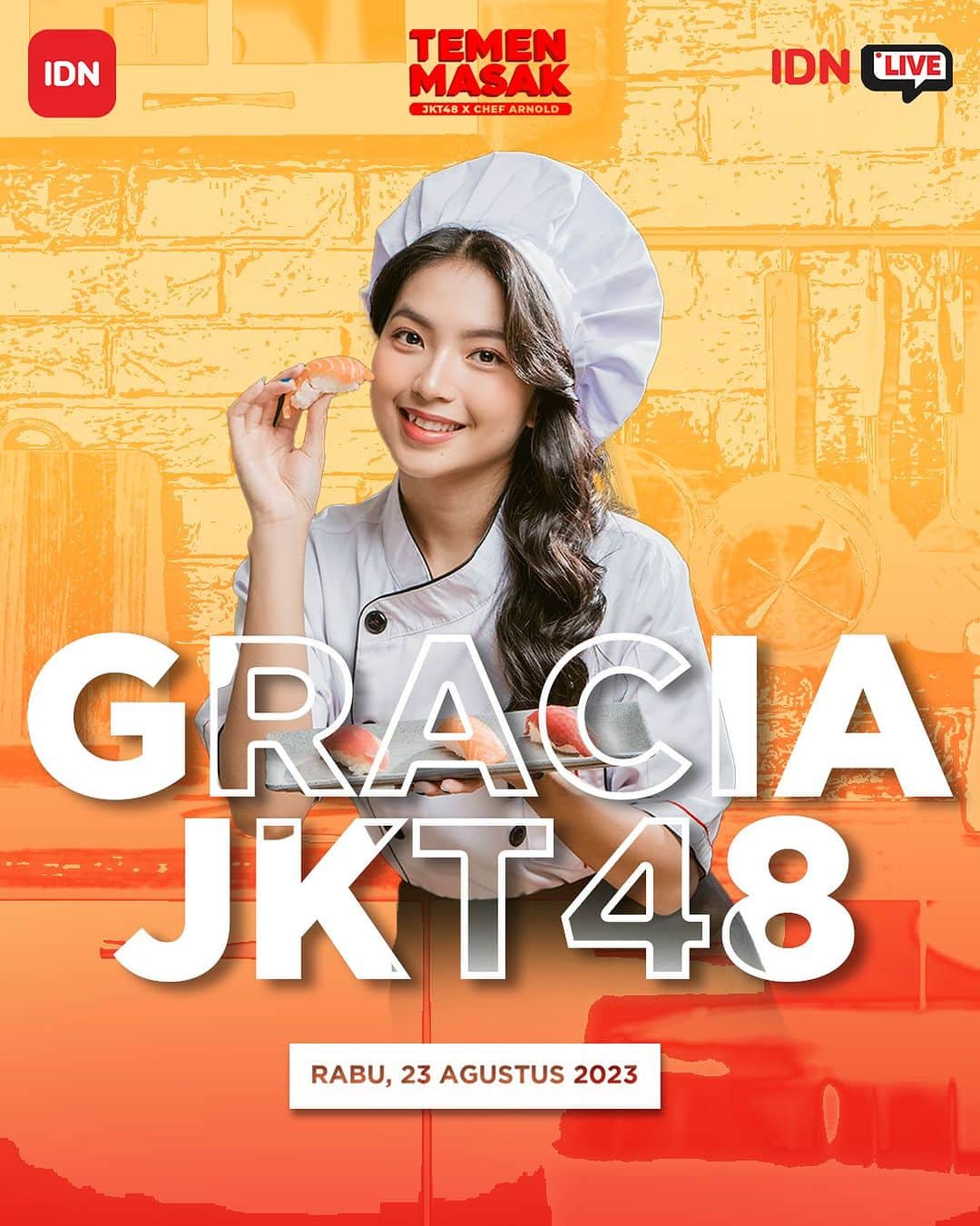 シャニア・グラシアのインスタグラム：「@jkt48gracia join the club! Siap nerima tantangan dari @arnoldpo ! Kapan nih terakhir kalian ngeliat Gracia JKT48 masak?   Download IDN App #SeruBarengIDNLive」