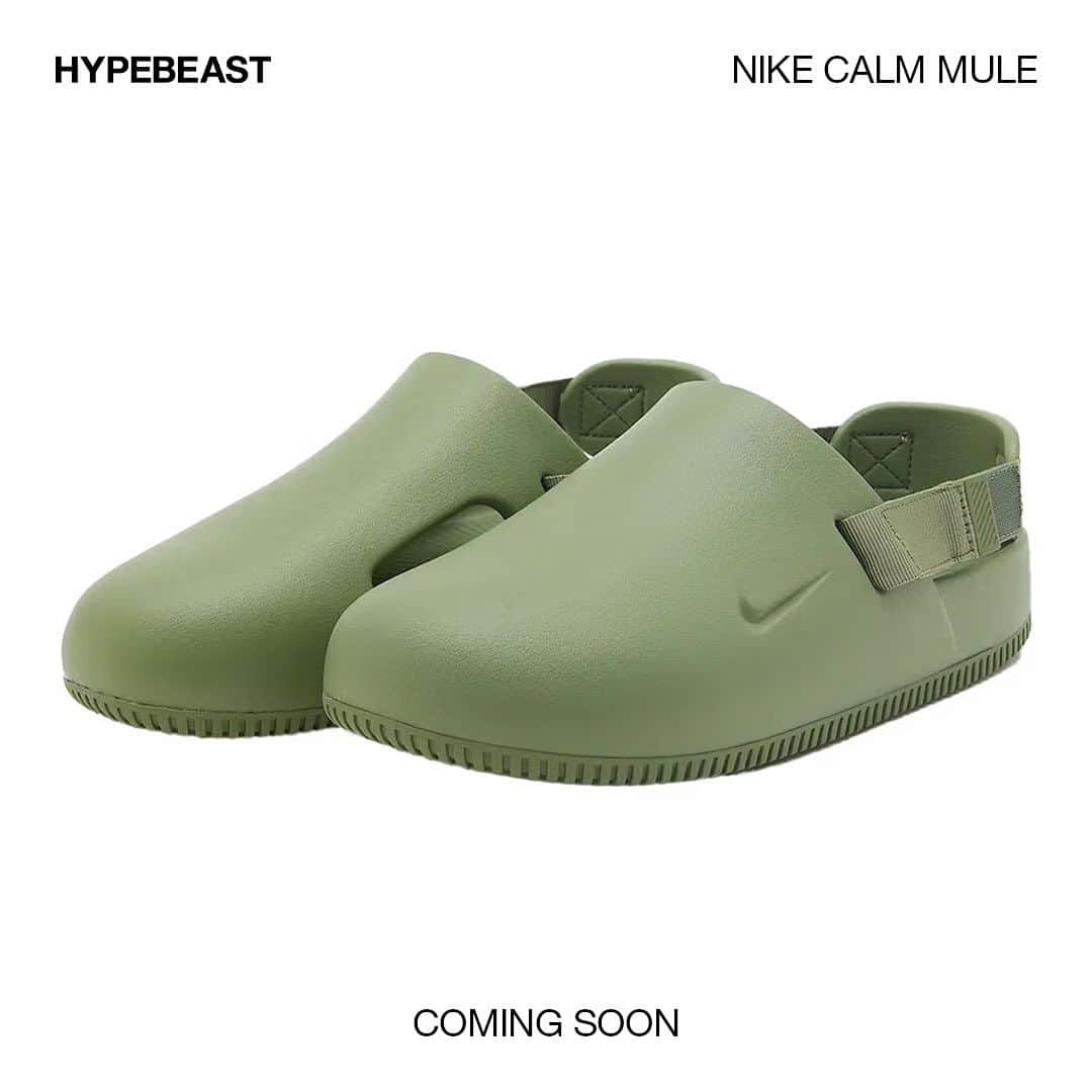 HYPEBEASTさんのインスタグラム写真 - (HYPEBEASTInstagram)「@hypebeastkicks: @nike has seemingly revealed an extension of its Calm line, following the success of its Calm Slide which quickly became a summer favorite. Borrowing similar notes from the slide, the latest addition, unofficially dubbed the Calm Mule, is presented in three colorways, namely olive, gray and black.⁠ ⁠ The silhouette features a closed-toe design with a cut-out at the in-facing sides of the upper, removable fabric ankle straps that feature “NIKE” branding at the heel and a minimal debossed Nike logo. All of these design elements are composed using the very same material and footbed found on its predecessor, hence the assumption of its inclusion in the line.⁠ ⁠ Currently, a price point and release date have yet to be shared. Stay tuned for more details regarding the pair.⁠ Photo: Nike」8月11日 21時03分 - hypebeast