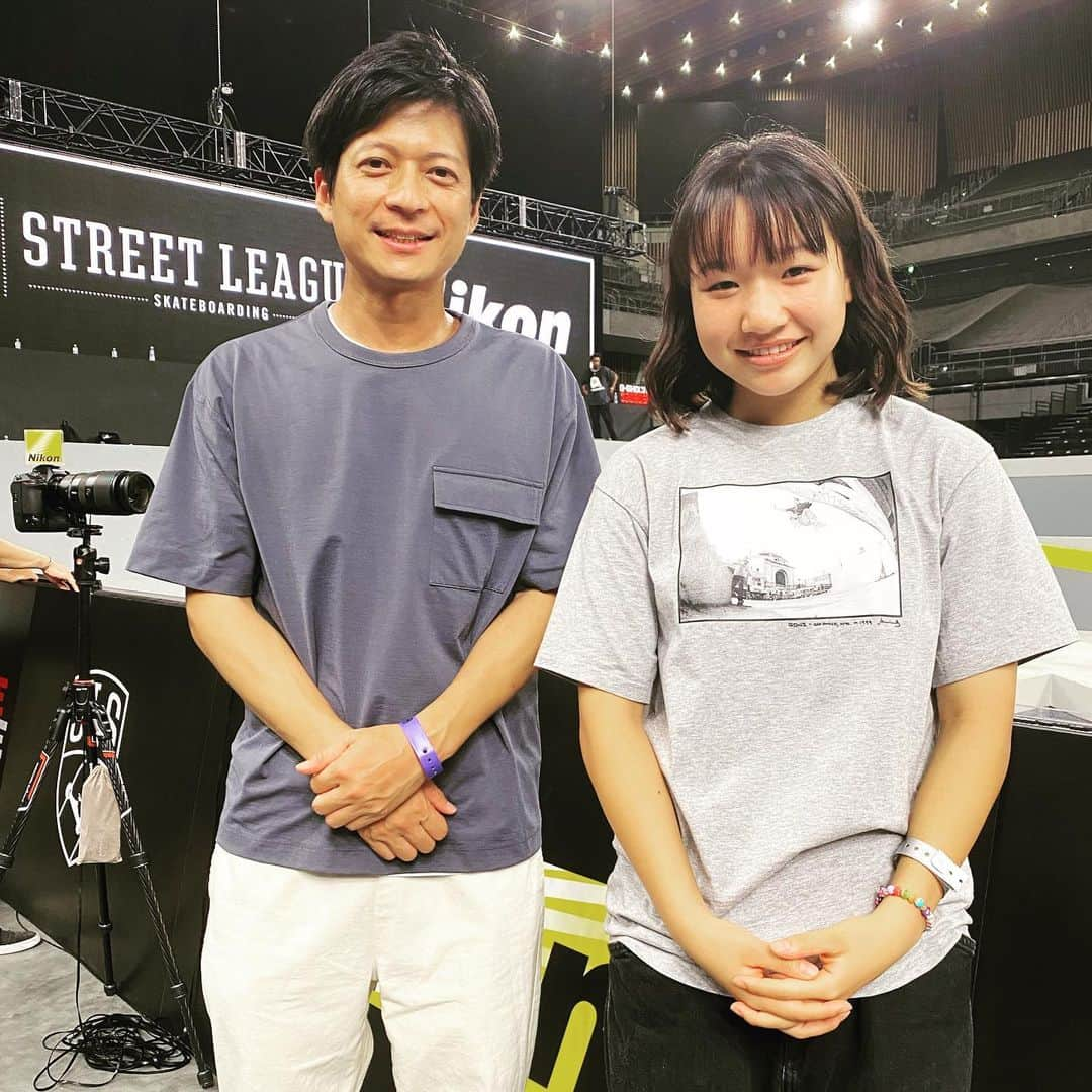 フジテレビ「スケートボード」さんのインスタグラム写真 - (フジテレビ「スケートボード」Instagram)「ついに初対面！！  #コロナ禍で中々直接会えなかった2人 #13歳真夏の大冒険  #東京オリンピック #倉田大誠アナ #西矢椛 #SLS」8月11日 21時34分 - sk8_fujitv