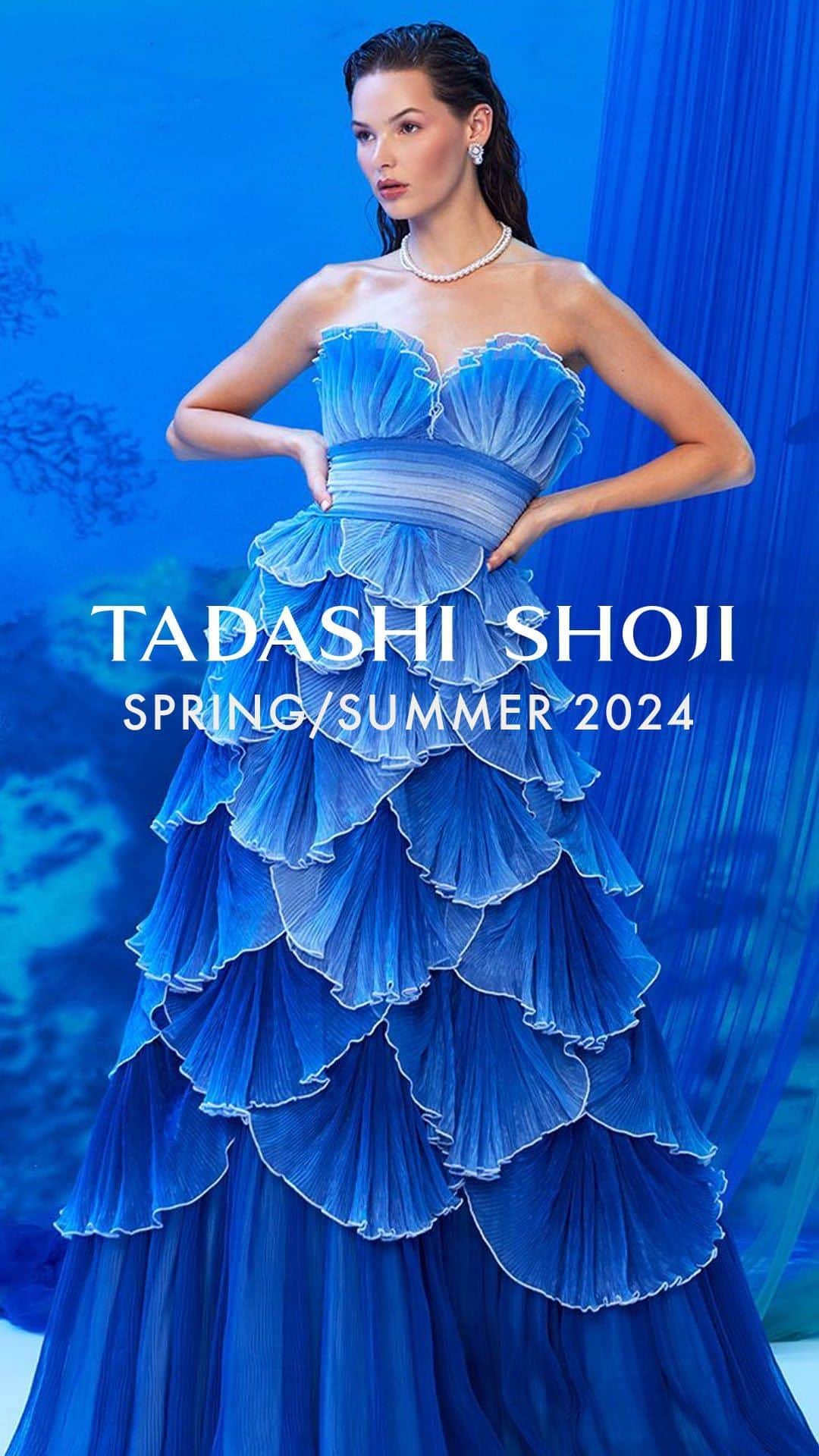 タダシショージのインスタグラム：「Spring 2024 is an escape to windswept beauty and sand beneath our feet. It’s a season that indulges us with oceanic splendor so tangible that it would be irresponsible to waste it. So come with us and spend an evening by the sea. Imagine what possibility awaits.  #NYFW #SS24 #tadashishojiss24」