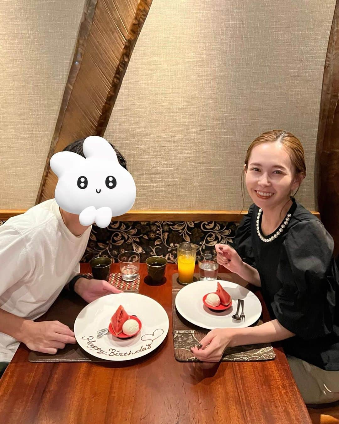 はれこのインスタグラム：「誕生日おめでとう🥂 今年も鉄板焼きでお祝い🥢」