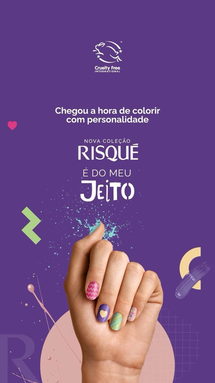 Risqueのインスタグラム：「Chegou a Nova Coleção Risqué É Do Meu Jeito pra você ser a sua própria artista e expressar a sua personalidade com 6 cores lindas! Venha conhecer: lojacoty.com.br/risque-oficial   #RisquéÉDoMeuJeito #RisquéOficial #EsmaltesRisqué」