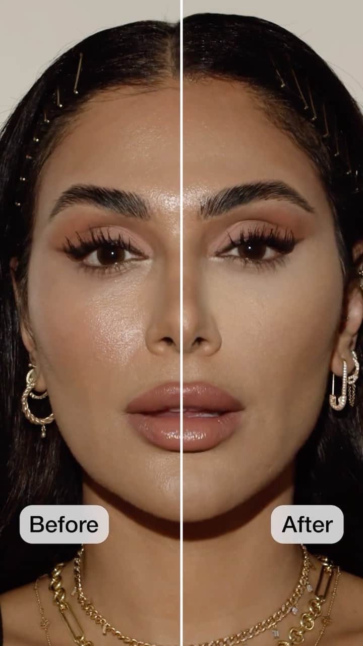 Huda Kattanのインスタグラム：「Ok, here it is... my secret to getting SNATCHED 🤩 Our NEW Easy Bake And Snatch will give you the most snatched under eyes & cheekbones EVER!  This pressed Easy Bake formula is more pigmented & so brightening, so you get all the results of baking without spending the time!  Easy Bake And Snatch is: ✔️ 8 shades ✔️ Talc & fragrance-free ✔️ Medium to full coverage ✔️ Sweat & humidity-resistant ✔️ Infused with hyaluronic acid for a creamy, non-drying, incredibly soft, silky texture  🌍 AVAILABLE GLOBALLY 09.19 🌎 #EasyBakeAndSnatch」