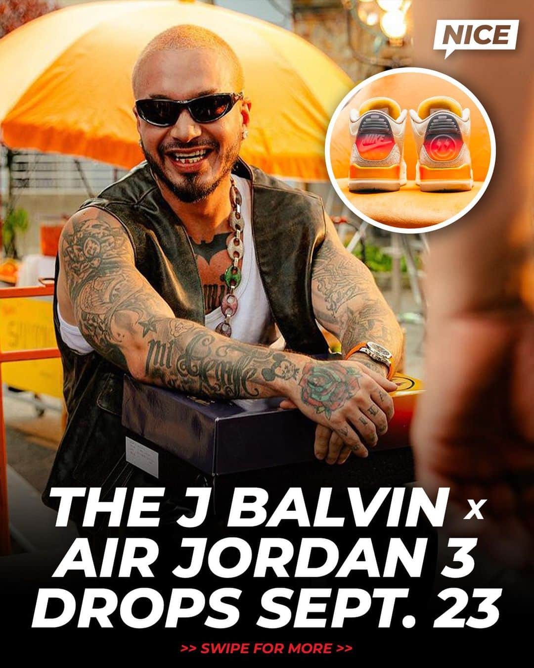 Nice Kicksさんのインスタグラム写真 - (Nice KicksInstagram)「The J Balvin x Air Jordan 3 “Medellín Sunset” drops this month for $250 🌅 Will you be trying for a pair? 👀 @nicedrops   LINK IN BIO for more info 📲」9月10日 3時08分 - nicekicks