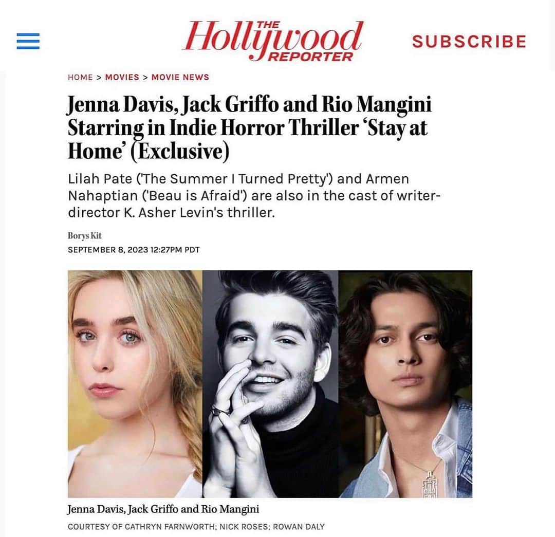 ジャック・グリフォーのインスタグラム：「MAKING MOVIES FAM!! 🔪🩸🎬 Grateful to do what I love 🙏🏼」