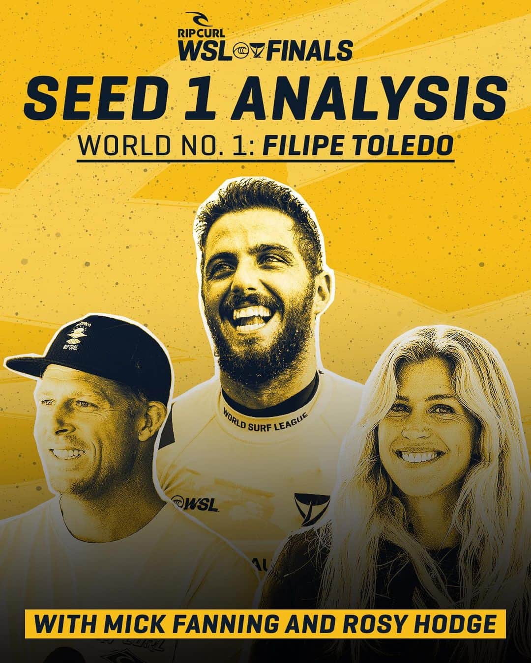 世界プロサーフィン連盟（WSL）のインスタグラム：「Looking for his second World Title, @filipetoledo is headed to the #RipCurlWSLFinals wearing yellow.   Watch live Sep 8-16 on worldsurfleague.com.  @mfanno @rosyhodge @ripcurl」