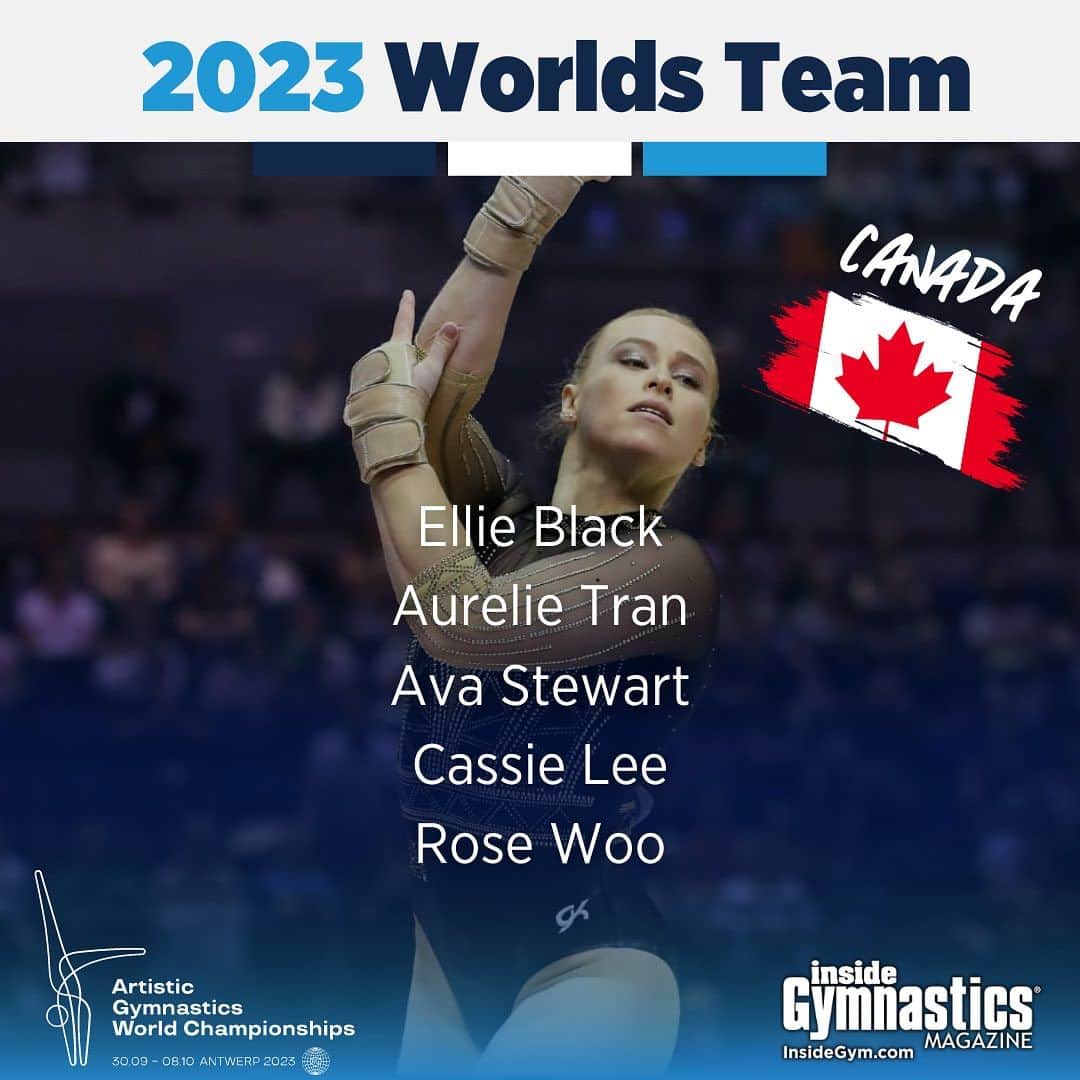 Inside Gymnasticsさんのインスタグラム写真 - (Inside GymnasticsInstagram)「Your 2023 Canadian Worlds Team! 🇨🇦 ⭐️Ellie Black ⭐️Aurelie Tran ⭐️Ava Stewart ⭐️Cassie Lee ⭐️Rose Woo   📸 Ricardo Bufolin」9月6日 7時01分 - insidegym