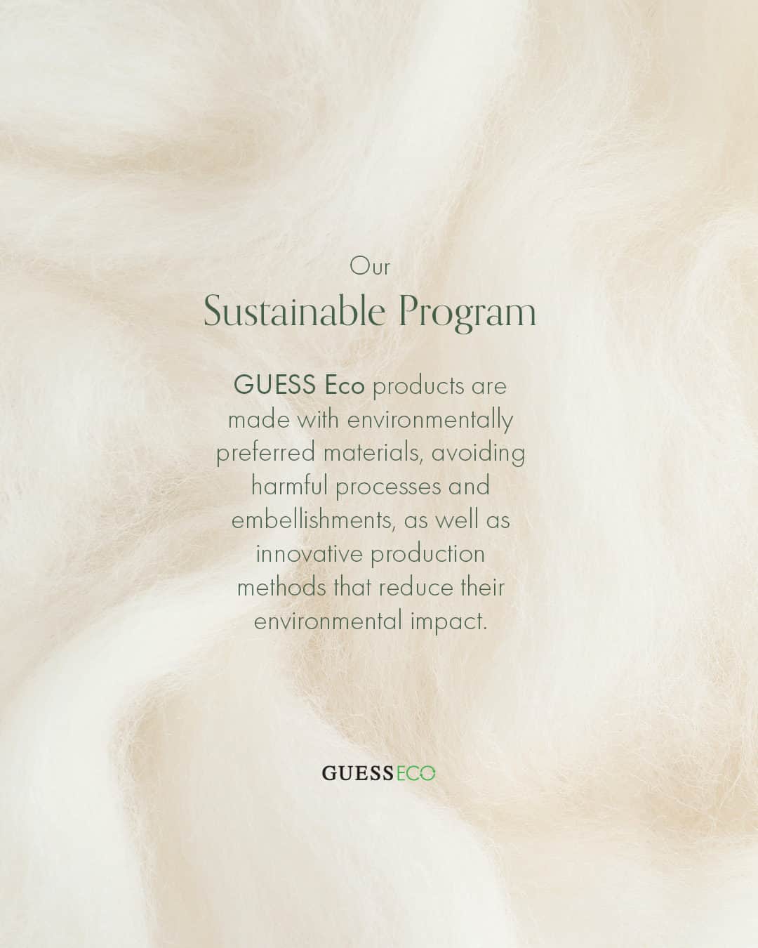 ゲスのインスタグラム：「What we're made of. Discover more about the materials that make up our eco-conscious collection. #GUESSEco」