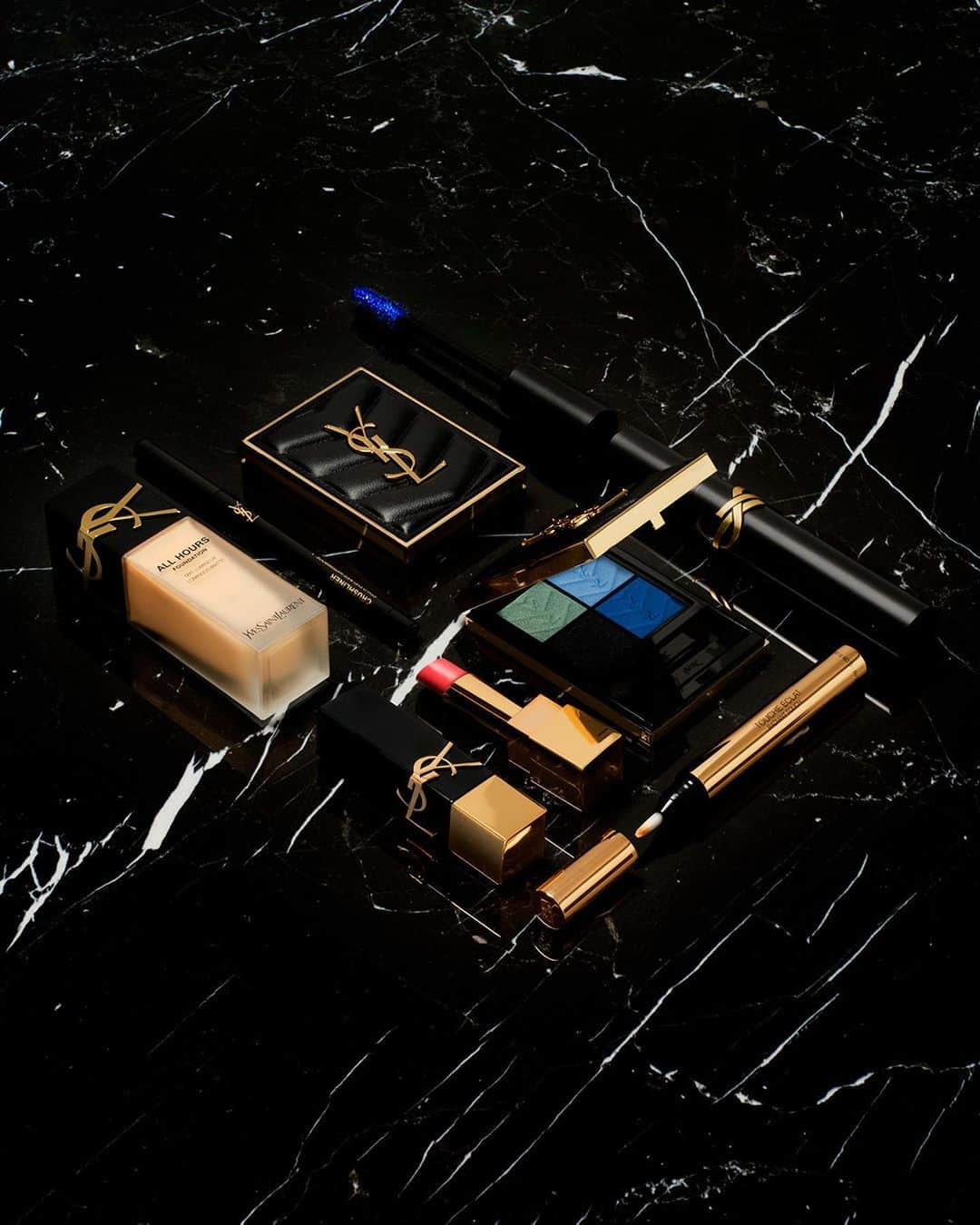 Yves Saint Laurent Beautyさんのインスタグラム写真 - (Yves Saint Laurent BeautyInstagram)「All laid out for your viewing pleasure. YSL Beauty icons carefully chosen by YSL Global Beauty Director @TomPecheux for a look that’s as dangerous as @MilenaSmitM herself.   GET THE LOOK:  ALL HOURS FOUNDATION N°LW4 TOUCHE ÉCLAT ILLUMINATING PEN N°3.5 MASCARA VOLUME EFFET FAUX CILS N°1 HIGH DENSITY BLACK COUTURE MINI CLUTCH N°900 PALMERAIE SKIES LASH CLASH MASCARA N°4 ELECTRIC BLUE ROUGE PUR COUTURE THE BOLD N°12 NU INCONGRU  #YSLBeauty #DropTheLook #LashClash #ClutchMyEyes #TomPecheux #MilenaSmit」9月6日 1時01分 - yslbeauty