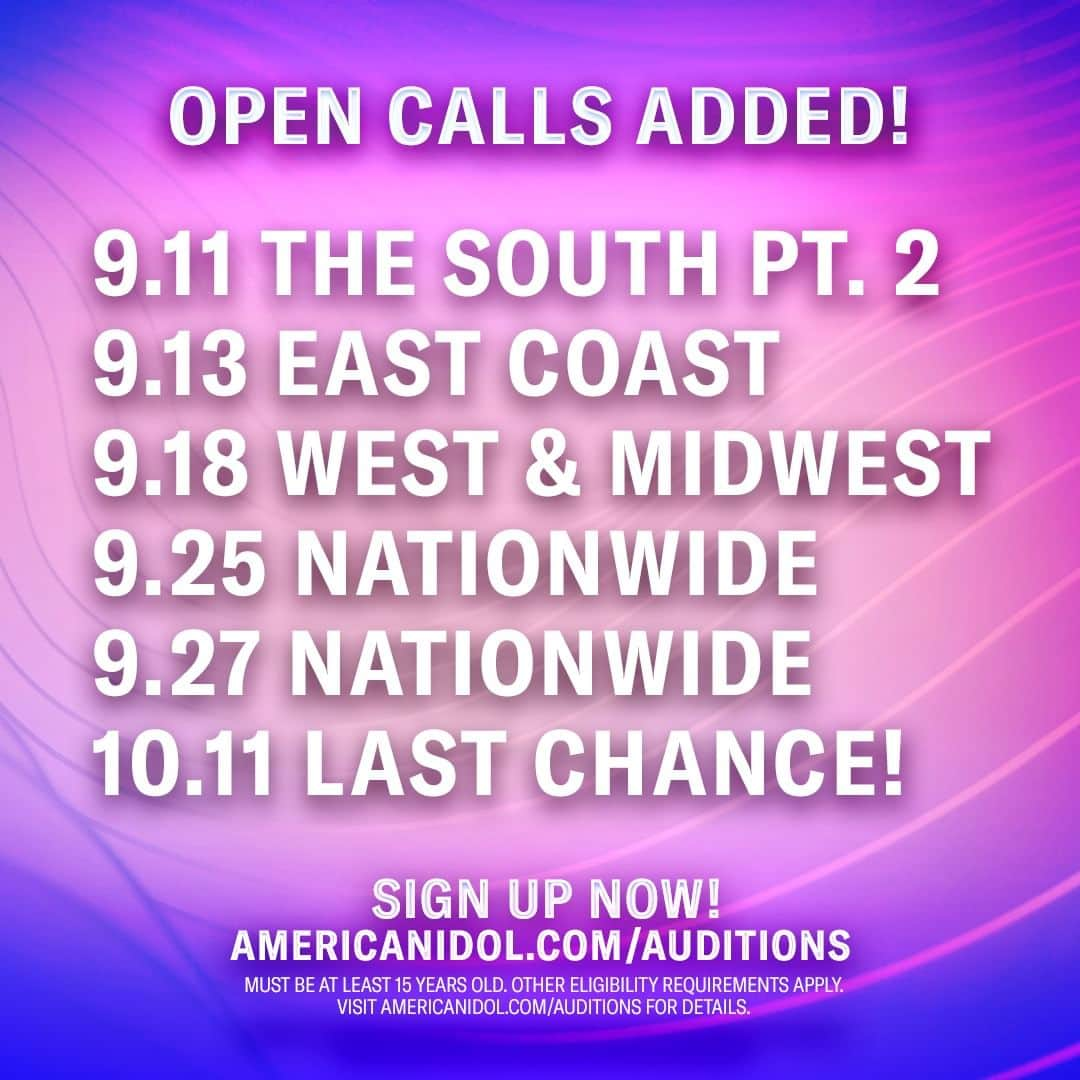 American Idolさんのインスタグラム写真 - (American IdolInstagram)「Can YOU make ‘em swoon from the very first note? 😍🎶 You gotta sign up to audition! Sing tomorrow, Friday or during any Open Call!」9月6日 1時02分 - americanidol