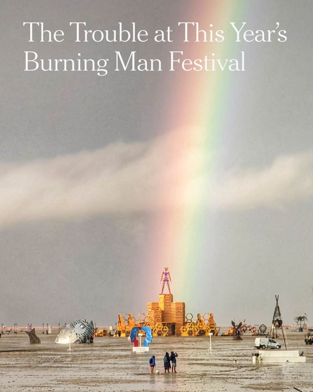 New York Times Fashionさんのインスタグラム写真 - (New York Times FashionInstagram)「“Imagine a hallucinogenic state fair,” the reporter Rick Marin wrote in The New York Times in 2000 about Burning Man.  The nine-day celebration of art and self-expression held in Black Rock City, Nevada, is held at the end of each summer and culminates in the burning of a towering wooden sculpture shaped like a man — hence its name.  But this year’s festival has been a very different scene. The event was pummeled by rain, leaving thousands of attendees trapped and dealing with thick sludge. Attendees were finally permitted to begin leaving the festival site on Monday.  The extreme conditions have challenged the free-spirited atmosphere that has long been central to Burning Man’s allure. Burners are usually prepared for difficult conditions, but not to this degree, said Benjamin Wachs, who wrote a book about Burning Man. “I do think that climate change is creating an environment where this is going to become unpredictably harder,” he added.  How did Burning Man begin? Why have celebrities like Paris Hilton and Elon Musk shown up? Tap the link in our bio to read more from @callieholtermann about what makes Burning Man Burning Man and to learn more about what happened this year. Photo by Josh Lease/Agence France-Presse, via Ugc/Afp Via Getty Images」9月6日 2時01分 - nytstyle