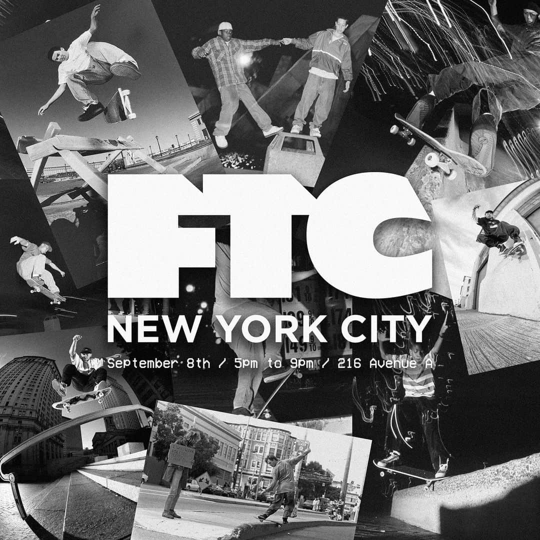エフティーシーのインスタグラム：「FTC NYC Store Opening Party 🗽 This Friday 9/08 at 5PM—9PM • 216 Avenue A, NYC 🏙️ #ftc #ftcskateboarding #forthecity #ftcsanfrancisco #ftcjp #ftctokyo #ftcnagoya #ftcosaka #ftcnewyork」