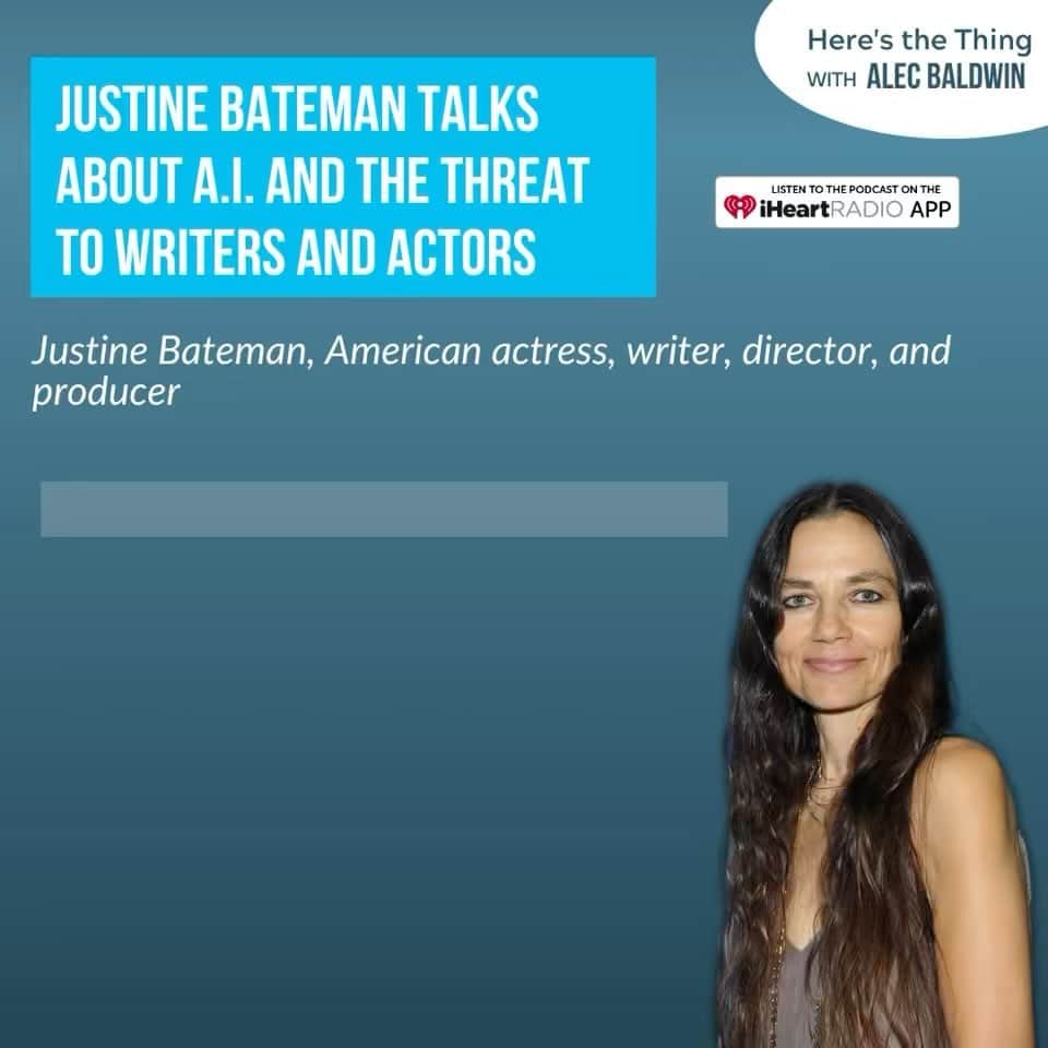 のインスタグラム：「This week on Here’s The Thing... As the writers’ and actors’ strike in Hollywood stretches into the fall, many have called this moment “existential.” After negotiations broke down, SAG-AFTRA and WGA members took to picket lines over dwindling wages and the use of artificial intelligence, which may change the entertainment industry forever.   Writer, director, and producer @_JustineBateman_ is one guild member warning of A.I.’s potentially devastating influence. Following her roles in Family Ties and Satisfaction, among many others, Bateman transitioned to working behind the scenes as a filmmaker and author.  We speak about the threat A.I. poses to the entire entertainment industry, how the business has changed since she first started in it, and what drives her creative work. Listen to the episode now at the link in bio.」