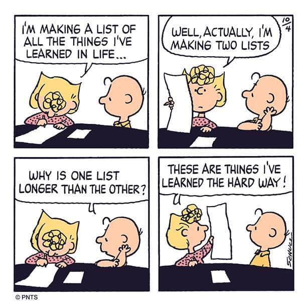 スヌーピーのインスタグラム：「Life lessons come in all shapes and sizes」