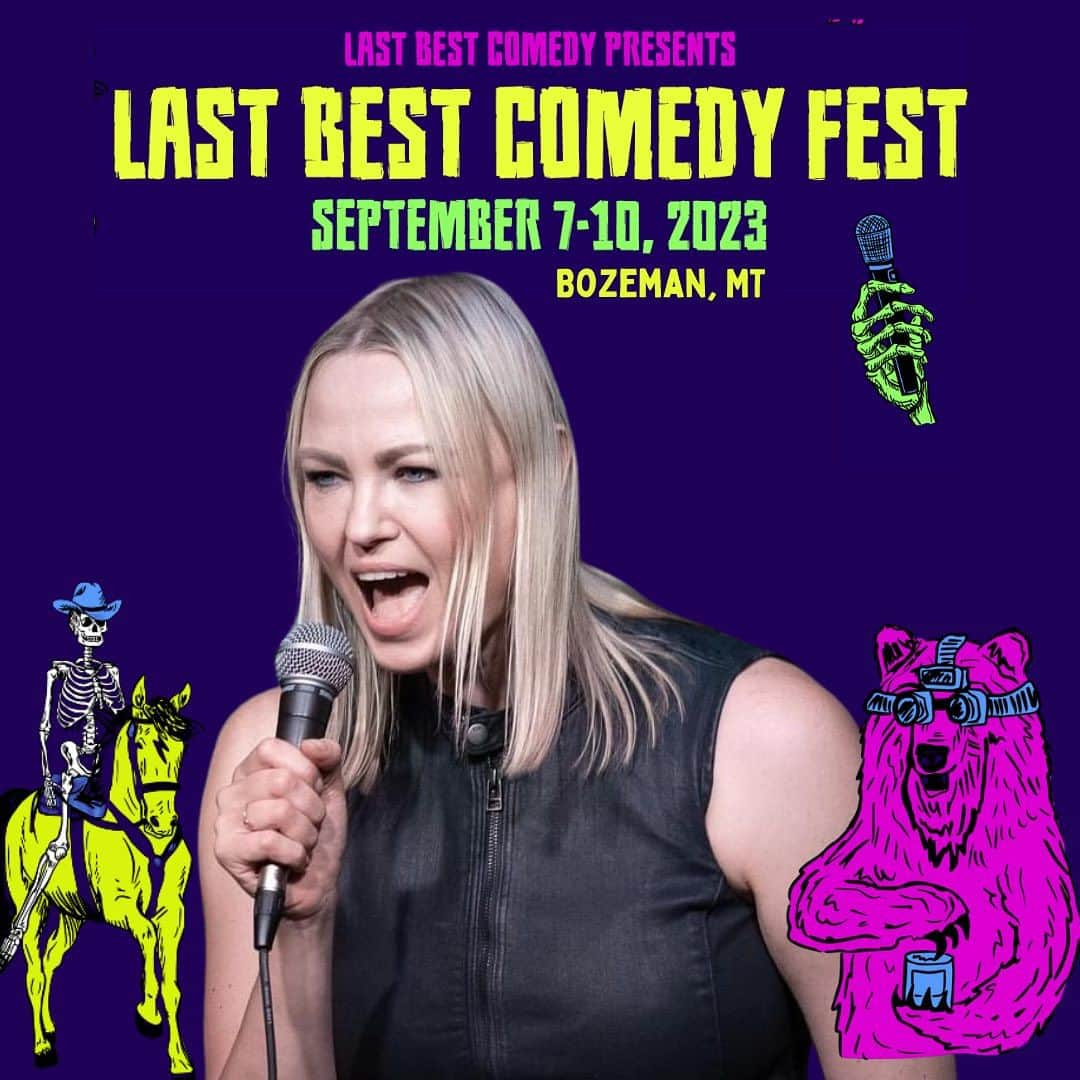 イリナ・ヴォロニーナのインスタグラム：「Looking forward to meeting my Montana fans and not meeting any bears 🐻 at @lastbestcomedyfest in Bozeman this week! List of shows in the second slide, tix links in bio!! 🎤👏😃 #standupcomedy #lastbestcomedy #bozeman #irinavoronina」