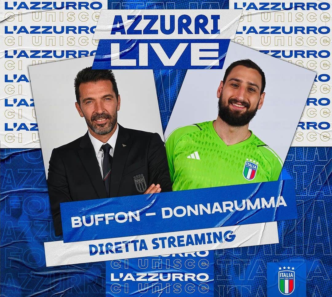 ジャンルイジ・ブッフォンのインスタグラム：「📣 Domani alle ore 11.15 un appuntamento speciale con la diretta social “𝗔𝗭𝗭𝗨𝗥𝗥𝗜 𝗟𝗜𝗩𝗘”  📌 Gigi #Buffon e Gigio #Donnarumma gli ospiti ⭐️  Che domande volete fargli❓ Scrivetecelo nei commenti 👇🏻  #Nazionale 🇮🇹 #Azzurri #VivoAzzurro」