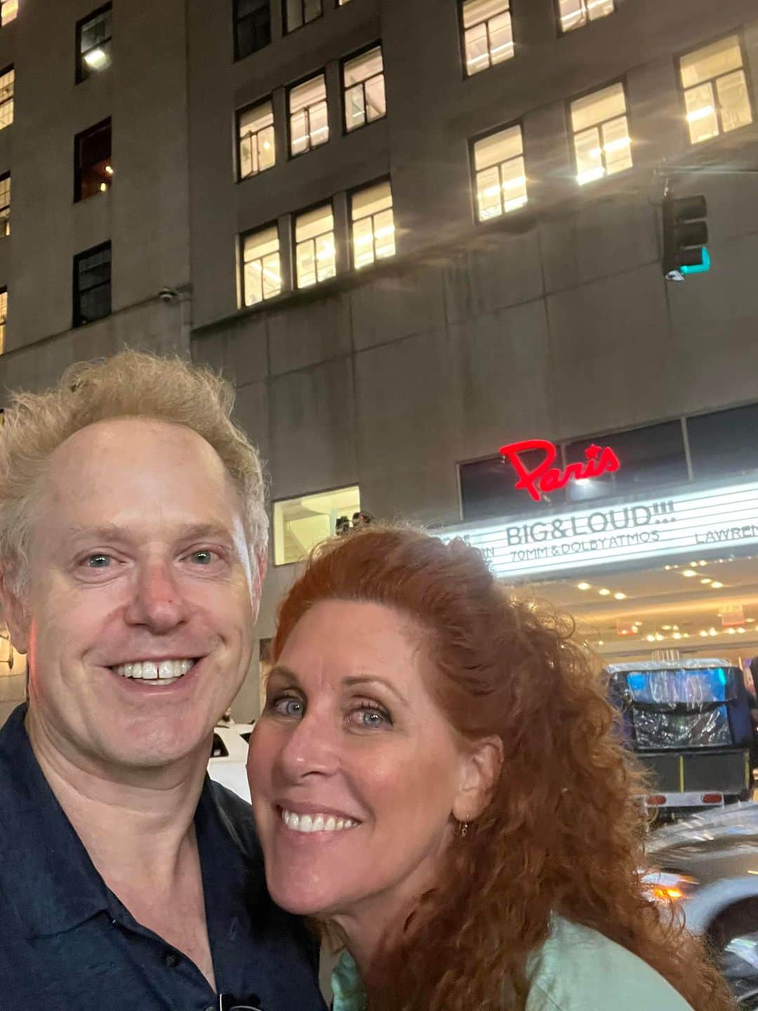 ラファエル・スバージのインスタグラム：「Four hours (with a 10 min intermission!) of LAWRENCE OF ARABIA! First time on a big screen! Full house.  Fabulous experience. Blurry eyes but a must see— ! At The Paris Theater #newyork  with Jenna DeAngeles   Bravo @jhvanco for bringing this exquisite  #BIGandLOUD festival to the people. Can’t wait to come back to see more.」