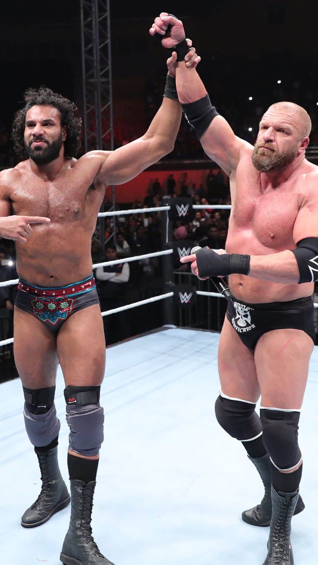 WWEのインスタグラム：「@tripleh hit this traditional Indian dance in 2017, and followed it up with a Pedigree! 😂   #WWESuperstarSpectacle」