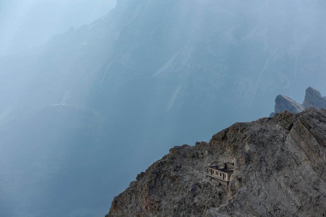 thephotosocietyのインスタグラム：「Photo by Robbie Shone @shonephoto | The Ivano Dibona via ferrata is a restored historical route used by Italian troops during World War I. Climbing high along the Alpine iron roads, this journey is an adventure that follows in the footsteps of soldiers who fought a ferocious high-altitude war.」