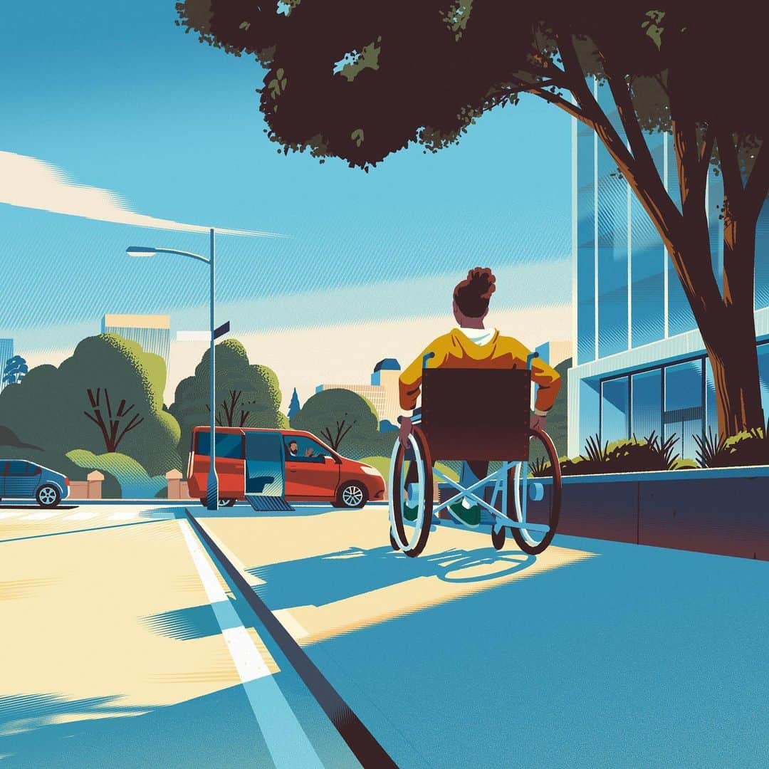 Uberのインスタグラム：「Customers who use motorized wheelchairs can call an Uber Wheelchair Accessible Vehicle (Uber WAV) in select cities.   If you use a foldable wheelchair, call any Uber on the app to get where you're going.  See app for details 🚙」