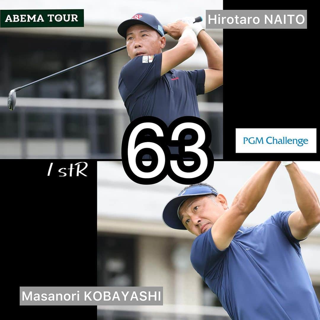  JGTO 男子プロゴルフツアーのインスタグラム：「#PGMChallenge 1stラウンド 好調キープしている #内藤寛太郎、#小林正則 の2人が“63”のビッグスコアで初日好発進👍👍👍」