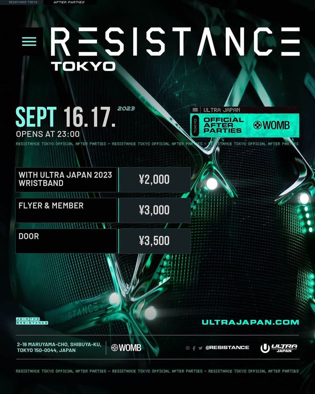 Ultra Japanさんのインスタグラム写真 - (Ultra JapanInstagram)「🇯🇵ULTRA JAPAN 2023で再復活する RESISTANCE TOKYOのOFFICIAL AFTER PARTIESが、9月16日-17日WOMB TOKYOで開催決定 🎉🔥  🇯🇵 RESISTANCE TOKYO returns to Womb for the official @ultrajapan after parties on Sept 16-17! Join us as we continue the festivities from #ultrajapan2023 all night long!🎉🔥  #ResistanceTokyo」9月6日 18時00分 - ultrajapan