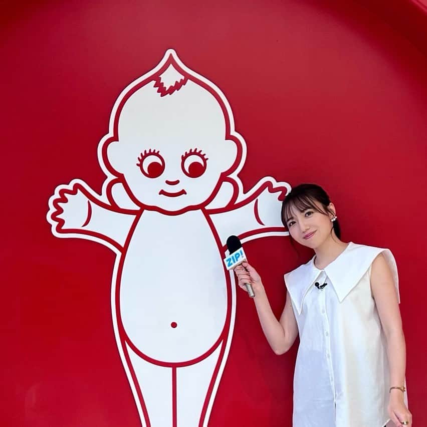 のインスタグラム：「. 明日の #ZIP! 特集担当します🎤 身の回りの、いつの間にか進化していたものを調査してきました！ 朝7時15分ごろ放送です☀️  このキューピーさん→(swipe)  マヨの蓋なんですよ。かわいい！ . .」