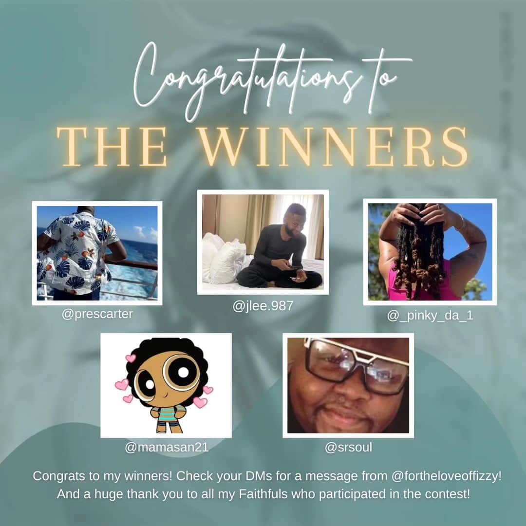 フェイス・エヴァンスのインスタグラム：「Congrats to my #Faithfuls who won the 'Faithfully' vinyl giveaway! And a huge thank you for everyone who participated! #TeamFizzy  @prescarter @jlee.987 @_pinky_da_1 @mamasan21 @srsoul」