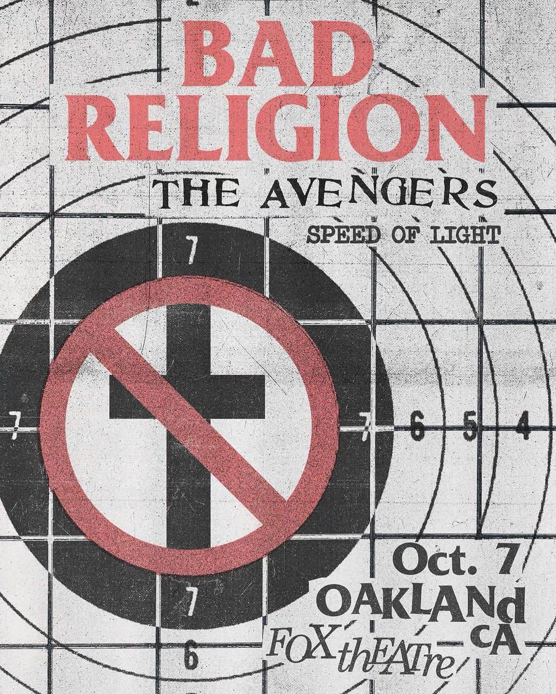 Bad Religionのインスタグラム：「It is an absolute honor to have The Avengers join us in Oakland. ✨ Tickets are available at badreligion.com ✏️ Flyer design @joshjurk」